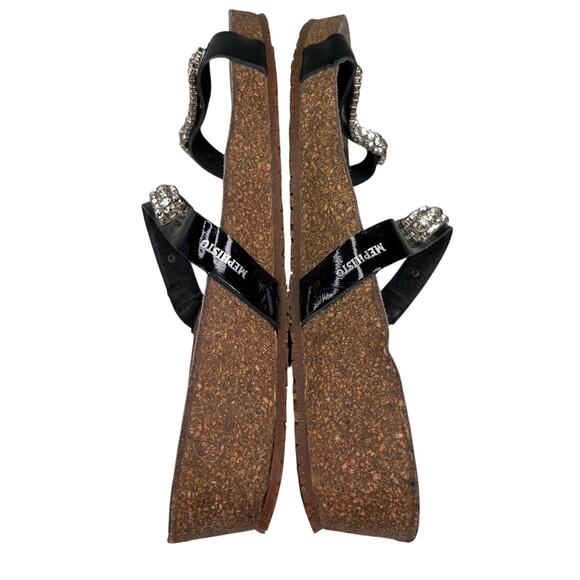 Mephisto Ivana Black Patent Leather Rhinestone Sandals 39 - Picture 9 of 16